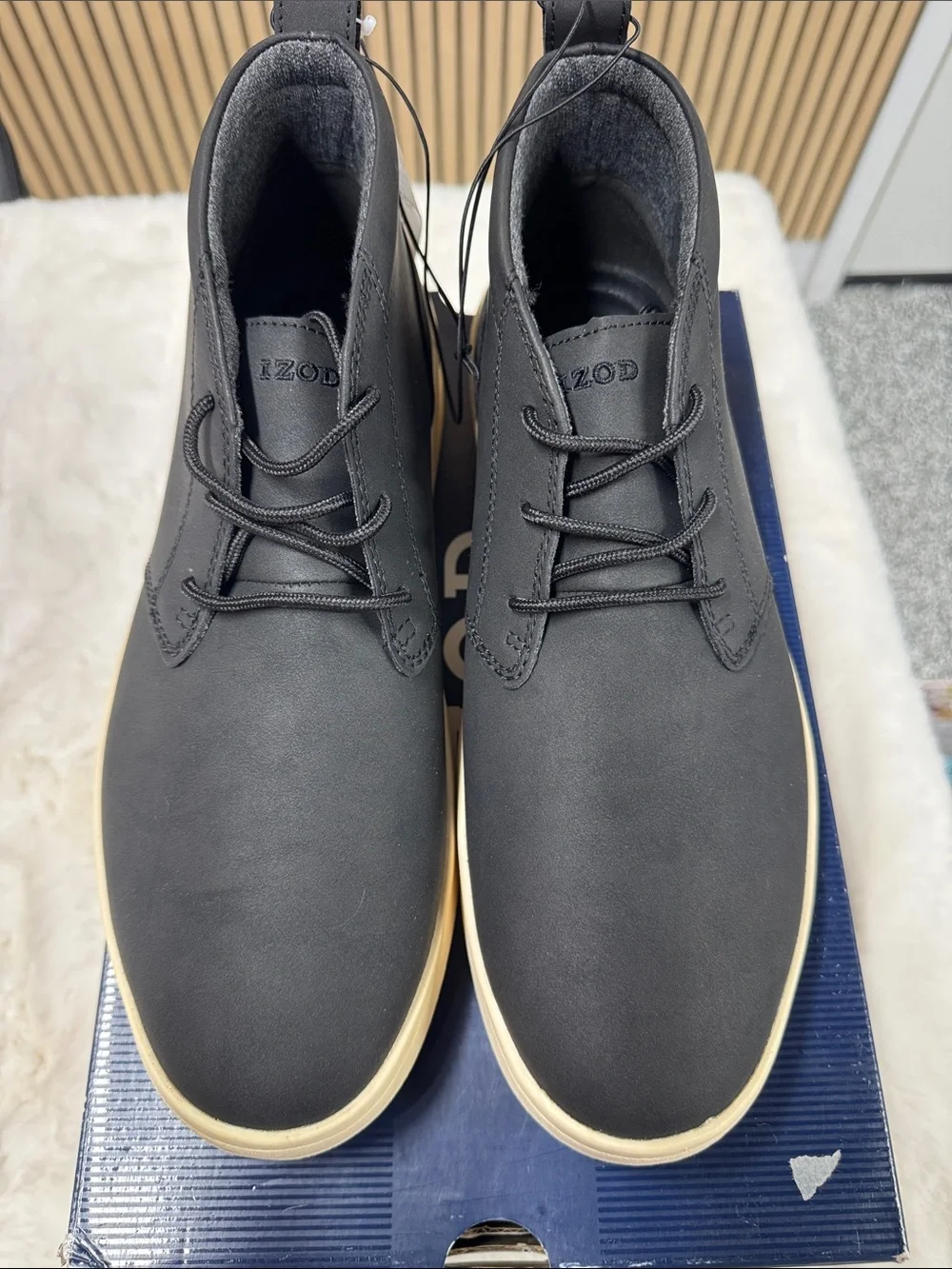 Izod Black Chukka Boots with Cream Sole